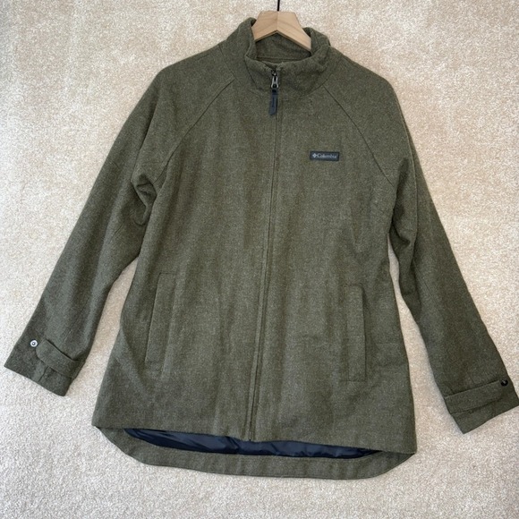Columbia Wool Blend Jacket Womens Size Medium Green Mid-Weight Lined - Picture 2 of 8